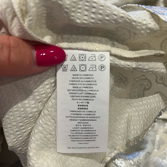 Michael Kors Foil Paisley Print V-Neck Tie Tiered Dress - Picture 7 of 7